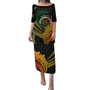 Bandiera nazionale stile Vintage personalizzato Vanuatu Puletasi felice 45 ° Heritage culturale Puletasi abito tradizionale in due pezzi - Product Image 2