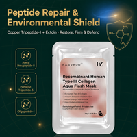Masque en feuille hydratant, réparateur, apaisant et antioxydant au collagène humain recombinant de type III, anti-âge, 28g pour le visage
