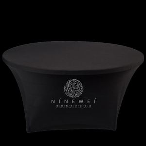 New Custom Stretch <b>Table</b> <b>Cover</b> Printed Fitted <b>Black</b> Spandex Round Tablecloth with logo for Business - Product Image 1