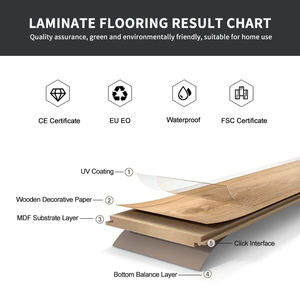 Moderno pavimento <span class=keywords><strong>in</strong></span> <span class=keywords><strong>Parquet</strong></span> <span class=keywords><strong>laminato</strong></span> da 12mm T & G AC3 da interni con finitura opaca resistente all'usura per <span class=keywords><strong>pavimenti</strong></span> <span class=keywords><strong>in</strong></span> soggiorno - Product Image 2