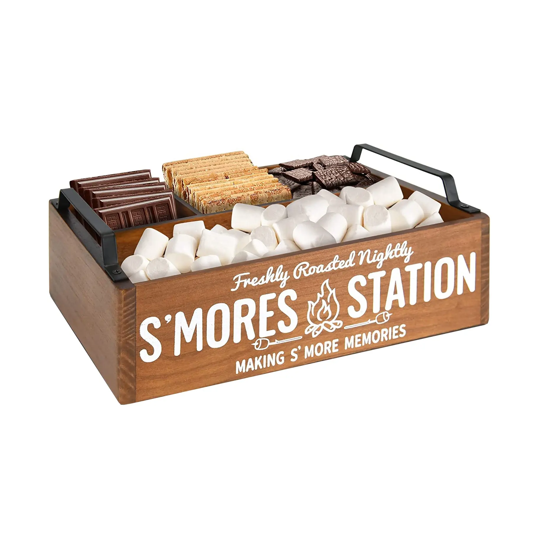 Rumah pertanian kotak stasiun kayu S'mores S'mores pemegang Bar melayani nampan dengan pegangan untuk wadah makanan Caddy