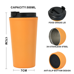 <span class=keywords><strong>Taza</strong></span> de café de acero inoxidable <span class=keywords><strong>Taza</strong></span> con logotipo personalizado 350ML 500ML Vaso de café al vacío de doble pared aislado - Product Image 2