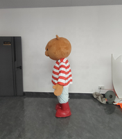 Costume de mascotte d'ours personnalisé pour adulte, à rayures rouges et blanches, en matériau EVA, unisexe, avec chaussures en PU rouge personnalisées, en promotion