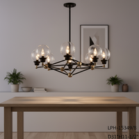 Lustre vintage moderne OEM ODM avec abat-jour en acier noir pour ampoule E26 Edison, idéal pour le salon