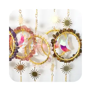 Atrapasueños de cristal natural hecho a mano, atrapasoles de cristal de grava, Prisma colorido colgante, Rainbowmaker para regalo