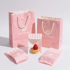 Nhà Máy Dùng Một Lần Túi Giấy Chiên Gà Bánh Quy Bỏng Ngô Bao Bì Túi Mực Đậu Nành Màu Hồng An Toàn Thực Phẩm Quà Tặng Túi Giấy - Product Image 1