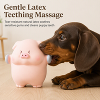 Jouet à mâcher couineur moderne en latex naturel écologique pour chien, en forme de cochon de baseball mignon, jouet de dentition souple pour chiots de petite/moyenne taille