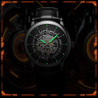 Jam Tangan Mekanis Otomatis Pria Mark Fairwhale Jam Tangan Eksplorasi Tahan Air dengan Dial Bercahaya dan Tali Kulit FW-6710