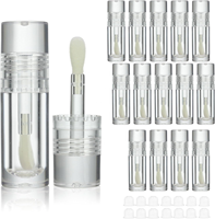 Flacon cosmétique transparent vide en plastique rechargeable avec bouchon à vis, brosse souple et estampage doré sérigraphié 8ml