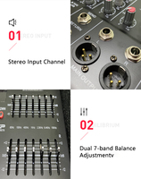 GAX-EB10 Amplificateur de puissance audio professionnel 10 canaux, mixeur numérique BT, enregistrement karaoké, console de mixage avec effets de réverbération KTV