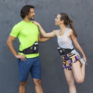 Sports Water Bottle Waist Pack Black Nylon Lightweight Breathable Outdoor Running Fitness Jogging Bag With Key Phone Pocket - Product Image 2