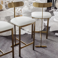 Meubles de bar modernes JP en gros, chaise haute en acier inoxydable doré, tabourets de bar de luxe