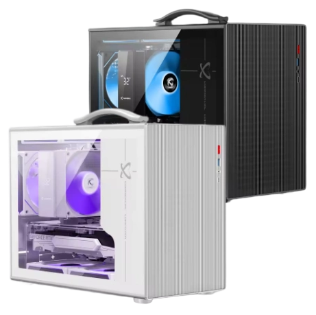 Gamer-X Mid Tower MicroATX Gaming Computer Case with Glass Side Panel Aluminum Alloy Steel White in Stock
