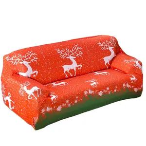 Nieuwe Jaar Vrolijk Kerstfeest Stretch Sofa Cover Kerstman Elanden Kerst Decoratie Voor Thuis Universele Sofa Cover