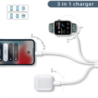 Kabel Pengisian Daya Magnetik 3 in 1 untuk Apple Watch iPhone USB Type C Pengisian Cepat Multi Perangkat OEM