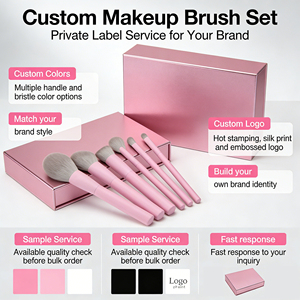 8 pinceaux <span class=keywords><strong>de</strong></span> maquillage cosmétiques <span class=keywords><strong>de</strong></span> haute qualité, rose, manche en bois premium, logo personnalisé, vegan, étiquette privée, pour femmes - Product Image 6