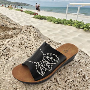 Sandales plates en cuir d'impression de mode pour femmes chaussures à plate-forme d'extérieur pour les saisons de printemps et d'automne - Product Image 3