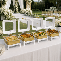 Chauffe-Plat Carré Professionnel Allnice pour Buffet Hôtelier, Capacité 9L, en Acier Inoxydable