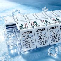Geling Faible MOQ Hiver Thème Traîneau 160 Tuiles de Mahjong en Acrylique Gravées Blanches Mini Chinoises et Américaines Économiques 1 Ensemble