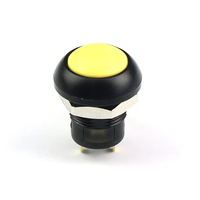 Interrupteur à bouton-poussoir miniature en plastique étanche IP67 à 2 broches avec tête champignon et trou de montage de 12 mm, sans LED, fabricant OEM