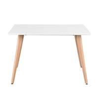 Table à manger carrée ronde cygne à bas prix panneaux MDF pieds en bois massif ensembles de table à manger de cuisine blanche de luxe chaises 4 places