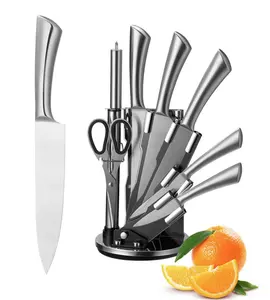 Juego de cuchillos de cocina de Chef de acero inoxidable, 8 Uds., mango hueco, tallado de Damasco, pelado, deshuesado, juego de cuchillos de carnicero para fruta