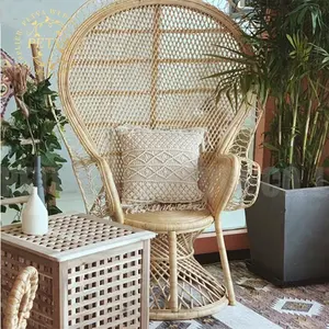 Popular New Design Wedding Event Rental Party Furniture Real Rattan Armchair Sofa Rattan Peacock Chair