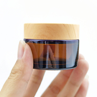 Tarros de Vidrio Ámbar para Crema Facial de 5g-100g con Logotipo Personalizado, Tapa de Plástico a Rosca, Impresión Serigráfica, Sello Dorado, Marca TH