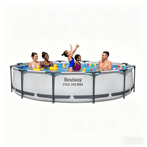<span class=keywords><strong>Piscina</strong></span> Infantil <span class=keywords><strong>Redonda</strong></span> de PVC con Marco Metálico de Instalación Rápida para 2025, 4.27m X 1.22m, para Exteriores - Product Image 1
