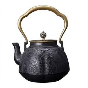 กาน้ำชาโลหะแบบจีนโบราณพร้อมฝาปิดและด้ามจับโลหะ - Product Image 1