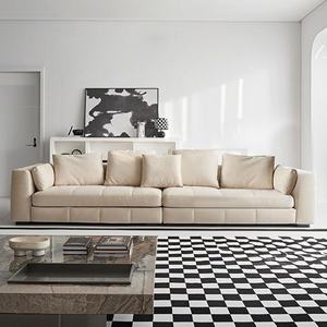 Braser, sofá Seccional de tela crema de estilo italiano moderno, sala de estar de gama alta, diseño recto, tela esmerilada, figura mágica, hoteles - Product Image 1