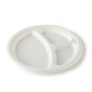 Assiettes jetables rondes personnalisées en canne à sucre biodégradable de 9 pouces, blanches, pour fêtes, vente en gros - Product Image 4