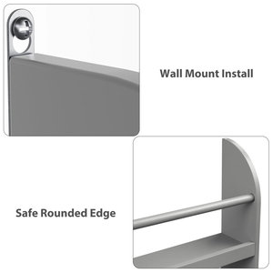 Wall Mounted Modern Durable Bookshelf Engineered Wood 4 <strong>Shelves</strong> Gently Curved <strong>Edges</strong> Toys Organizer Storage Kids <strong>Living</strong> Furniture - Product Image 4
