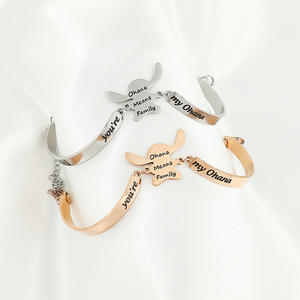 Pulsera de acero inoxidable con dibujos animados para mujer, brazalete con dibujos animados, a la moda, you re my Ohana - Product Image 1