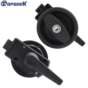 Round RV <strong>Door</strong> Lock with 2 Keys, Black <strong>Plastic</strong> Camper Entry Lock, Waterproof Replacement <strong>Latch</strong> for Motorhome Caravan Boat Cabinet - Product Image 1