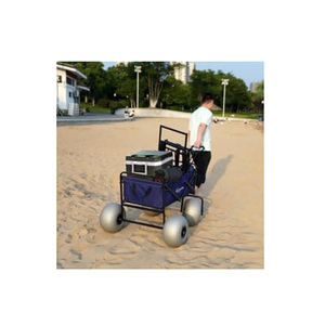 Chariot pliable avec quatre roues de 12 pouces à ballon, construction en fer et polyester durable, portable pour le camping, l'extérieur et la plage - Product Image 4