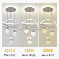 Usine De Luxe Lustre En Cristal 85-265V 80W Tri-Color Dimmable À Distance Lustre Pendentif Luminaire pour Salle À Manger 2025