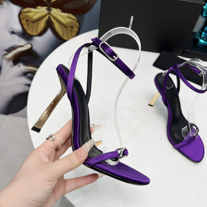 Elegant Luxury Women Silk Sandals <b>Soft</b> Sheepskin Slip On Dress <b>Shoes</b> Premium Fashion Party Heels Summer Footwear - Product Image 3
