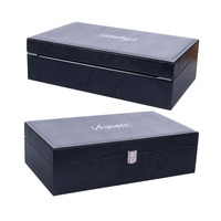 Boîte cadeau personnalisée en MDF noir et cuir PU, avec charnières, luxe, rangement rigide, fermoir métallique, insert en mousse EVA pré-découpée, emballage pour outils/souvenirs