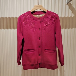 Manteau pull en <span class=keywords><strong>mohair</strong></span> épais pour l'hiver, pour femmes d'âge moyen et âgées, cardigan tricoté à motif floral, doublure polaire, col licou en dentelle - Product Image 2