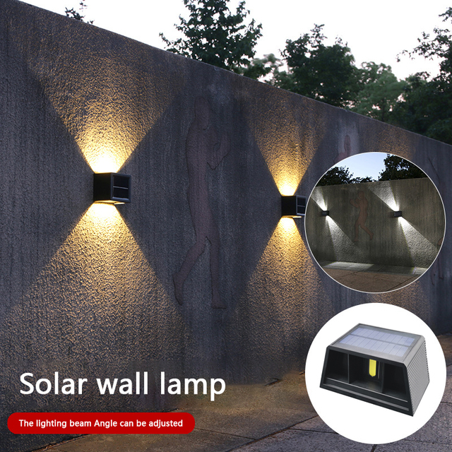 Solar Wall Lamp Outdoor Waterproof Multicolor Solar Garden Light up Down Luminous Lighting for Wall Porch Balcony Garden