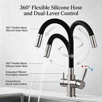 Robinet de cuisine 3 voies pour eau potable, avec bec flexible, filtre à eau et robinet de filtration RO pour usage domestique – Approvisionnement direct usine