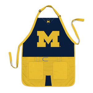 Custom MICHIGAN WOLVERINES College Football Chef Kitchen BBQ Cooking Apron Sublimation Work Bib Apron for Cafe Restaurants Men