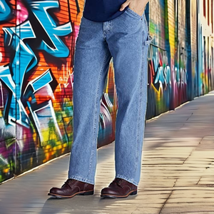 Jeans de Mezclilla de Pierna Recta para Hombre, Algodón de Peso Medio, Corte Regular, Estilo Casual, Azul Claro, para Primavera - Product Image 2