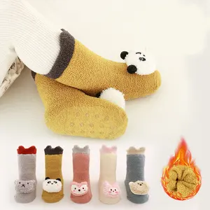 New Fashion Cute 3d Cartoon Doll Baby Floor Socks Anti Slip Autumn Winter Thick Warmth Baby Sock Shoes