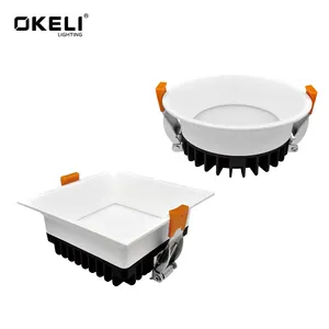 OKELI 12w 18w 24w Hotel Indoor Project Aluminum Round Square Ultra Slim Recessed Led Downlight