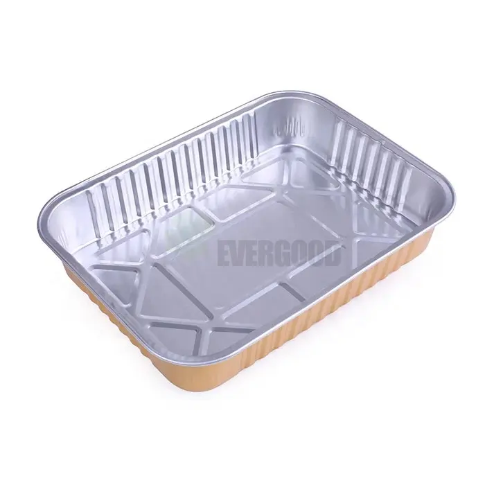 Rectangle cooking and baking disposable takeout aluminum foil containers with clear lids