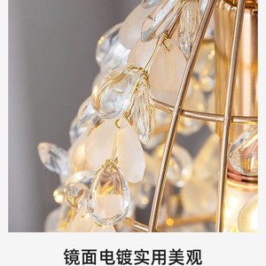 Lustre en cristal de style pastoral français pour chambre, salle à manger, bureau, villa, petite lampe de chevet, design pétale, <span class=keywords><strong>suspension</strong></span> LED - Product Image 4