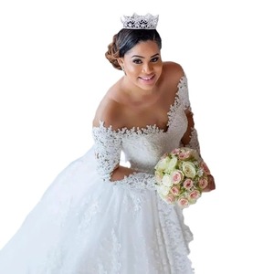 French Style Wedding Dress Off The Shoulder Ball Gown Lace Empire Waist White Long Train Princess Dress 2026 New Style - Product Image 3