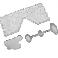 Rouleau pour les paupières en pierre de jade blanche, planche Gua Sha, ensemble de trois pièces pour le massage des yeux et du cou